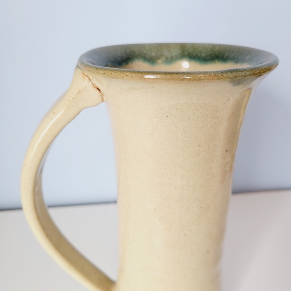 Studio Pottery Pitcher Vase Signed Hand Thrown Large Handle - Picture 5 of 14